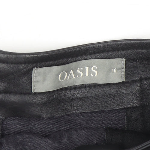 Oasis Womens Black Faux Leather Pencil Skirt Size 10 Lined Knee Length
