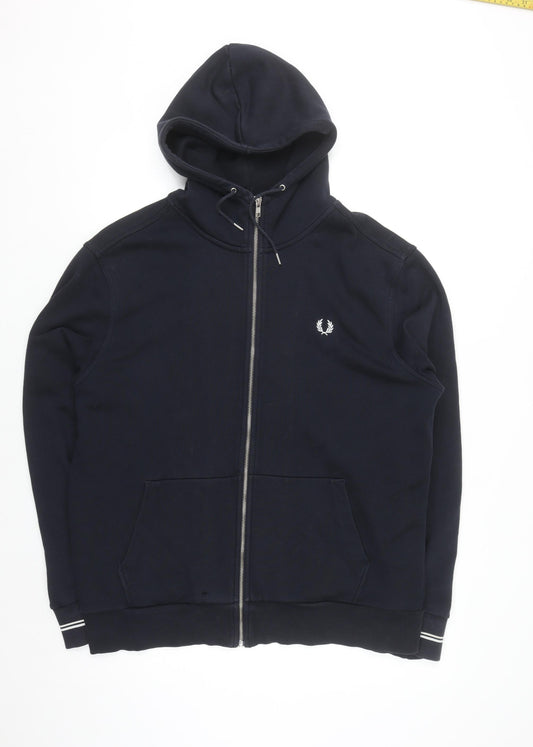Fred Perry Men's Blue 2XL Full Zip Hoodie Classic Logo