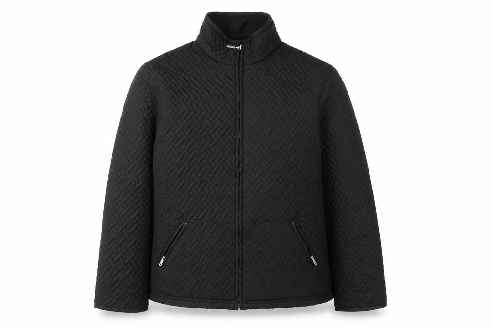 Front view of Pure & Natural Men's Black Quilted Mid-Length Jacket L