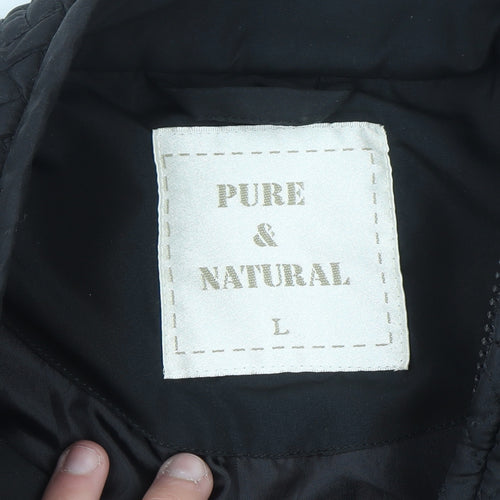 Pure & Natural Men's Black Quilted Mid-Length Jacket L