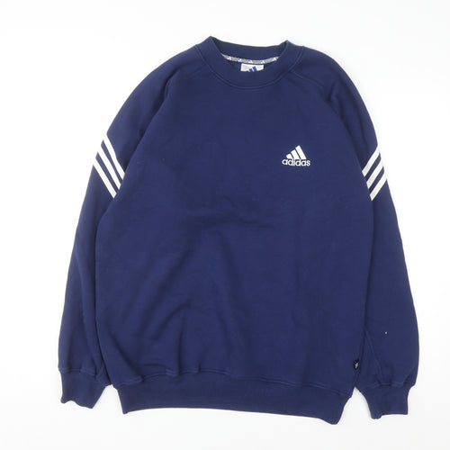 Adidas Men's Blue Crew Neck Pullover Sweatshirt Size S Regular Fit