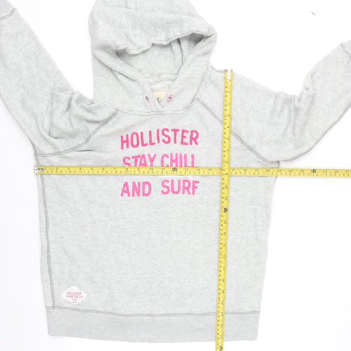 Hollister Women's Grey Hoodie Medium Stay Chill Surf Graphic