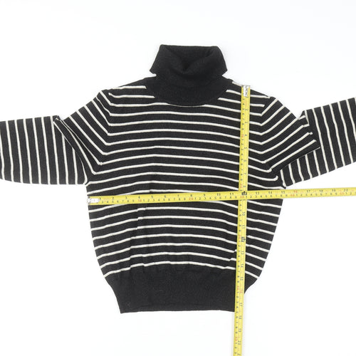 Absolutely Creative Worldwide Women’s Black Striped Roll Neck Jumper XS