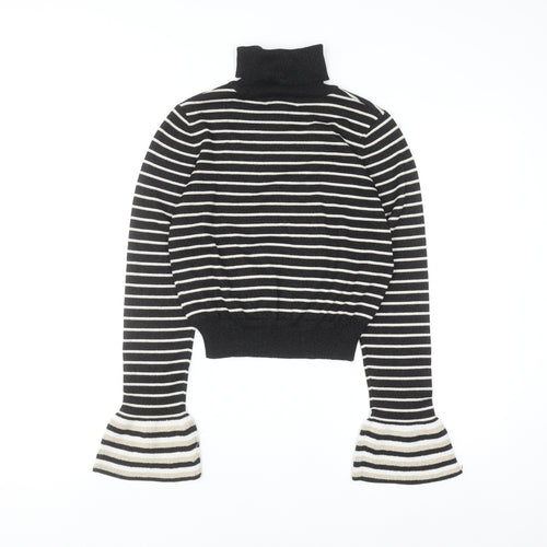 Absolutely Creative Worldwide Women’s Black Striped Roll Neck Jumper XS
