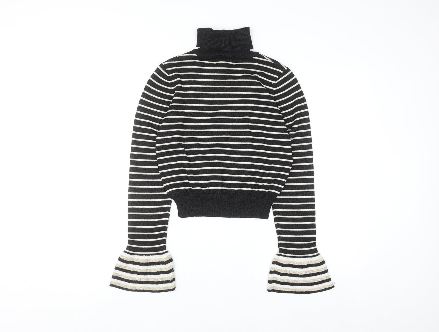 Absolutely Creative Worldwide Women’s Black Striped Roll Neck Jumper XS