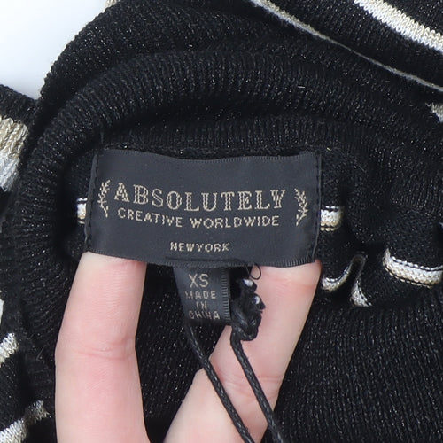 Absolutely Creative Worldwide Women’s Black Striped Roll Neck Jumper XS