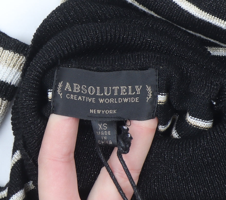 Absolutely Creative Worldwide Women’s Black Striped Roll Neck Jumper XS