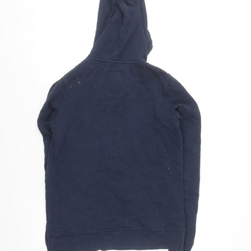 Hollister Women Navy Blue Pullover Hoodie XS Cotton Blend Logo Casual