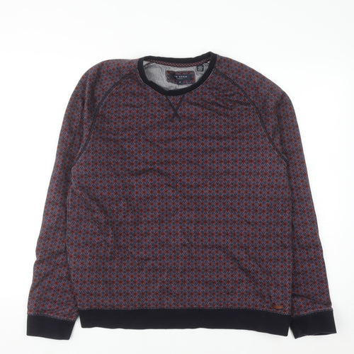 Ted Baker Women Blue Red Patterned Cotton Sweatshirt Size 14 Regular