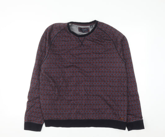 Ted Baker Women Blue Red Patterned Cotton Sweatshirt Size 14 Regular