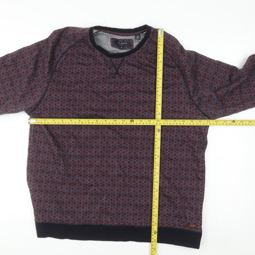 Ted Baker Women Blue Red Patterned Cotton Sweatshirt Size 14 Regular