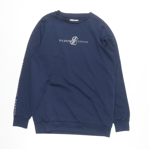 Illusive London Men's Blue Logo Crew Neck Sweatshirt Size L