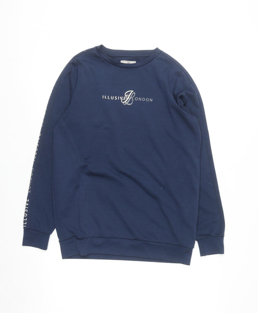 Illusive London Men's Blue Logo Crew Neck Sweatshirt Size L