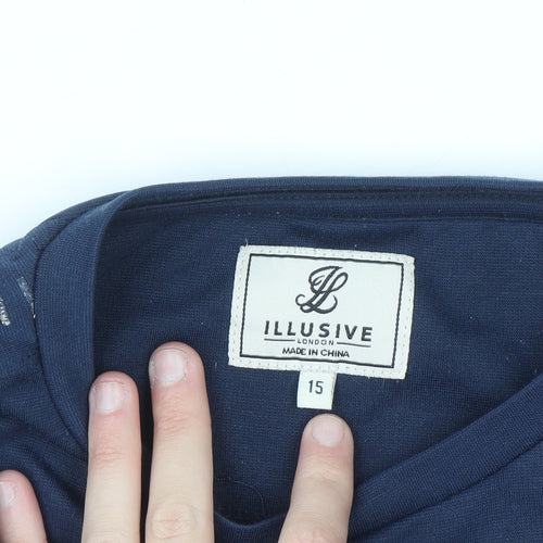Illusive London Men's Blue Logo Crew Neck Sweatshirt Size L