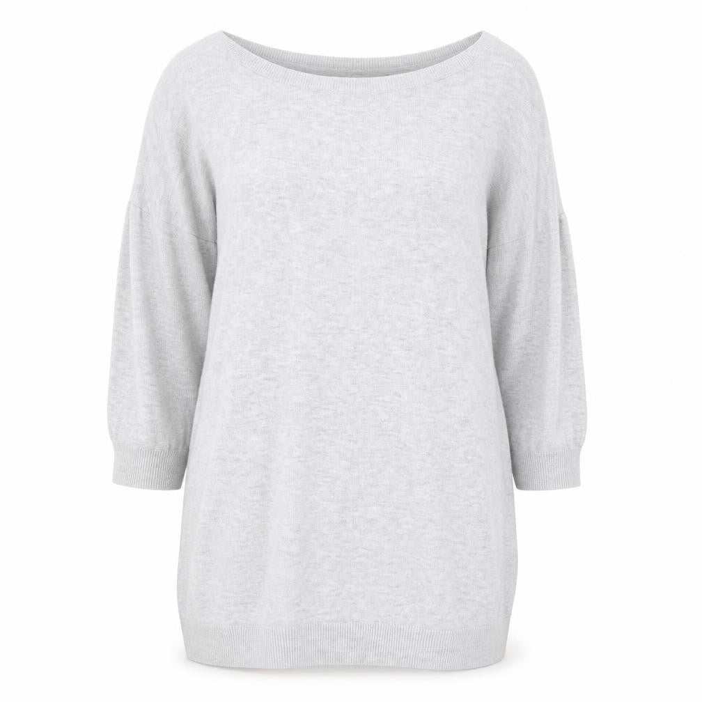 Front view of H&M women’s light grey cotton jumper, size UK 12
