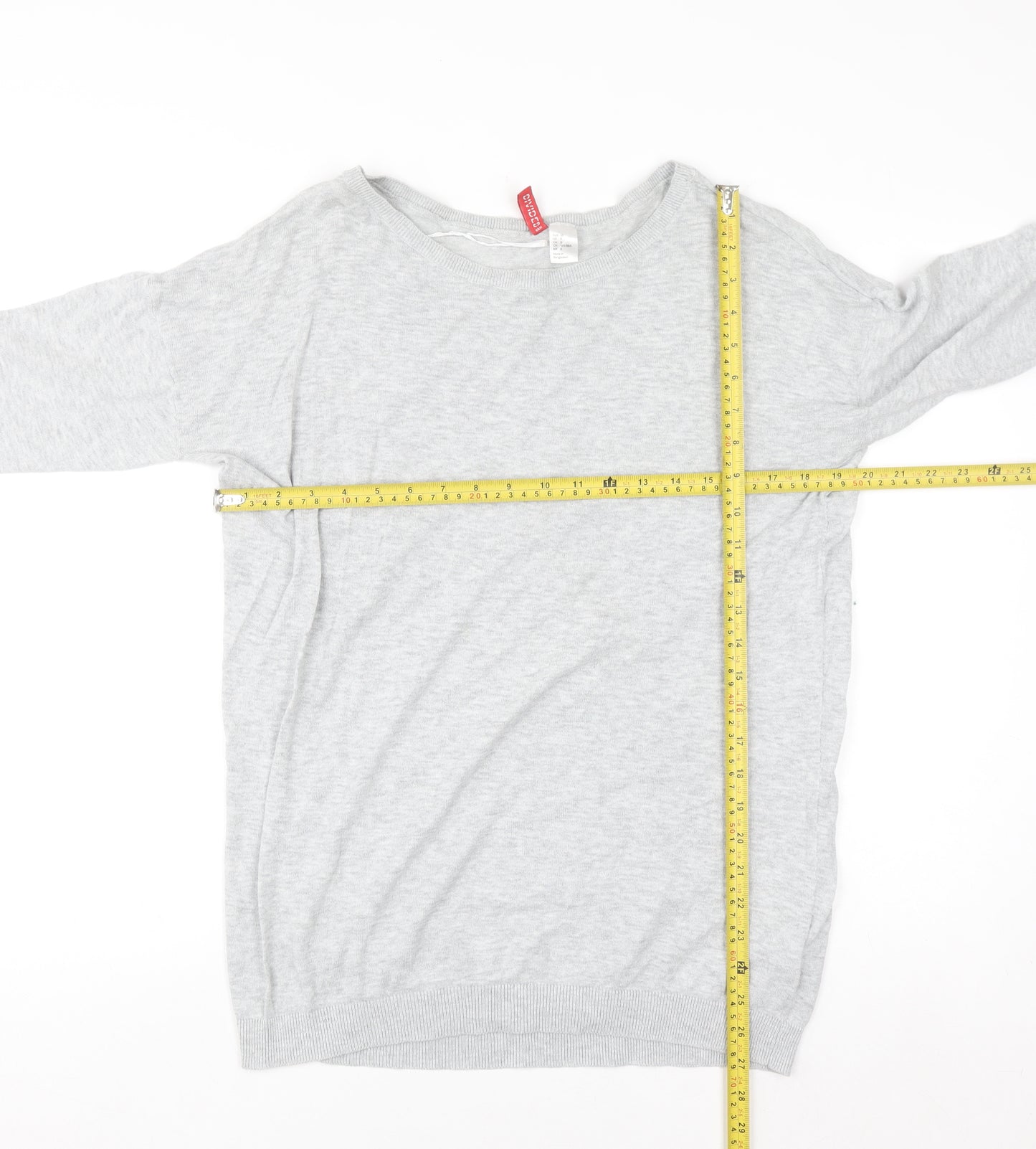 H&M Womens Light Grey Cotton Jumper Size 12