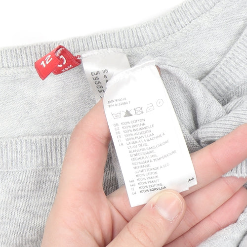 H&M Womens Light Grey Cotton Jumper Size 12
