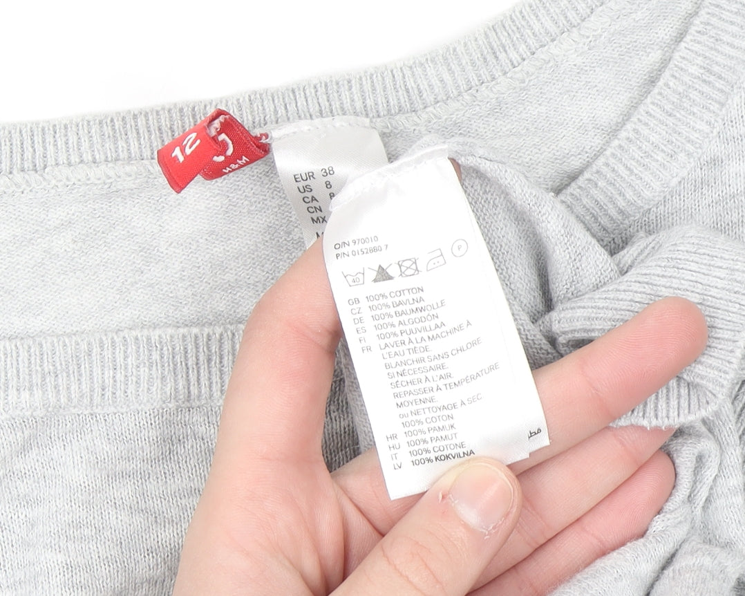 H&M Womens Light Grey Cotton Jumper Size 12