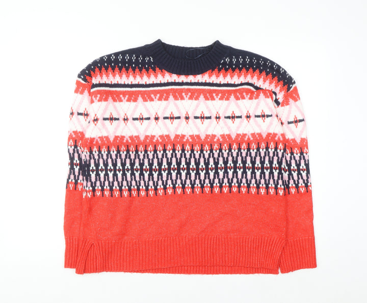 Marks and Spencer Mens Red Fair Isle Knit Jumper Medium