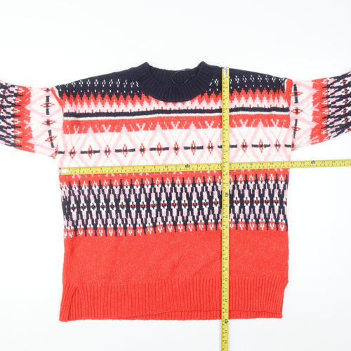Marks and Spencer Mens Red Fair Isle Knit Jumper Medium