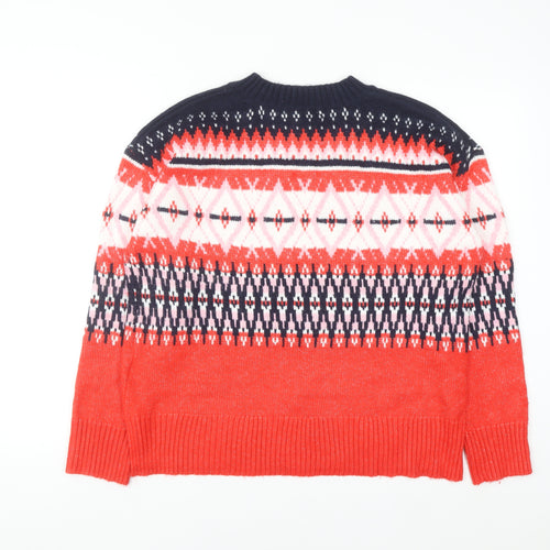 Marks and Spencer Mens Red Fair Isle Knit Jumper Medium