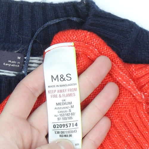 Marks and Spencer Mens Red Fair Isle Knit Jumper Medium