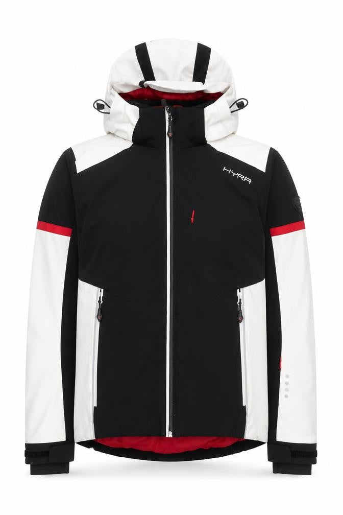Front view of HYRA Men's Black L Softshell Waterproof Ski Jacket, size L