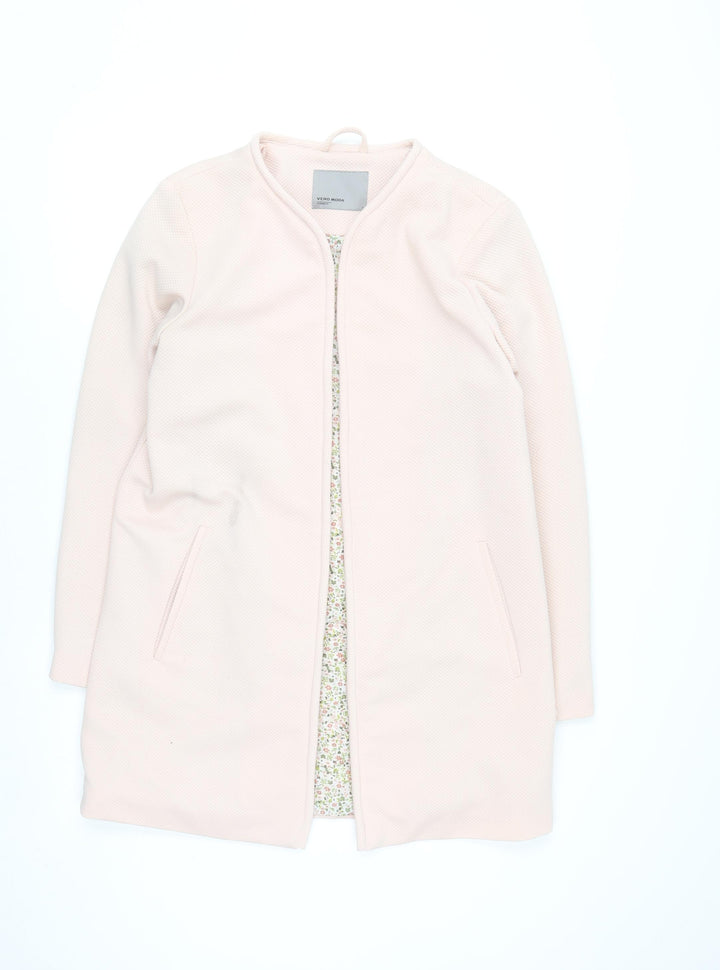 Vero Moda Women's Pink Mid-Length Open Knit Coat L