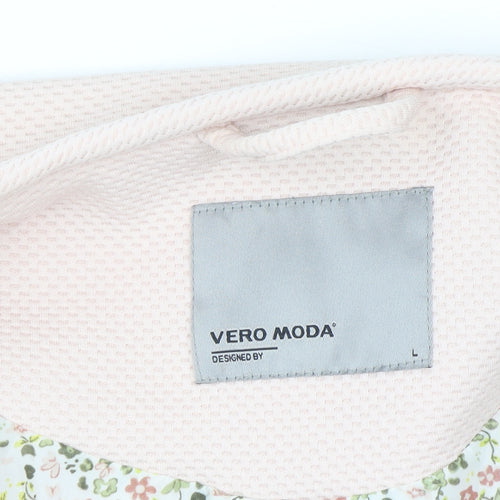 Vero Moda Women's Pink Mid-Length Open Knit Coat L