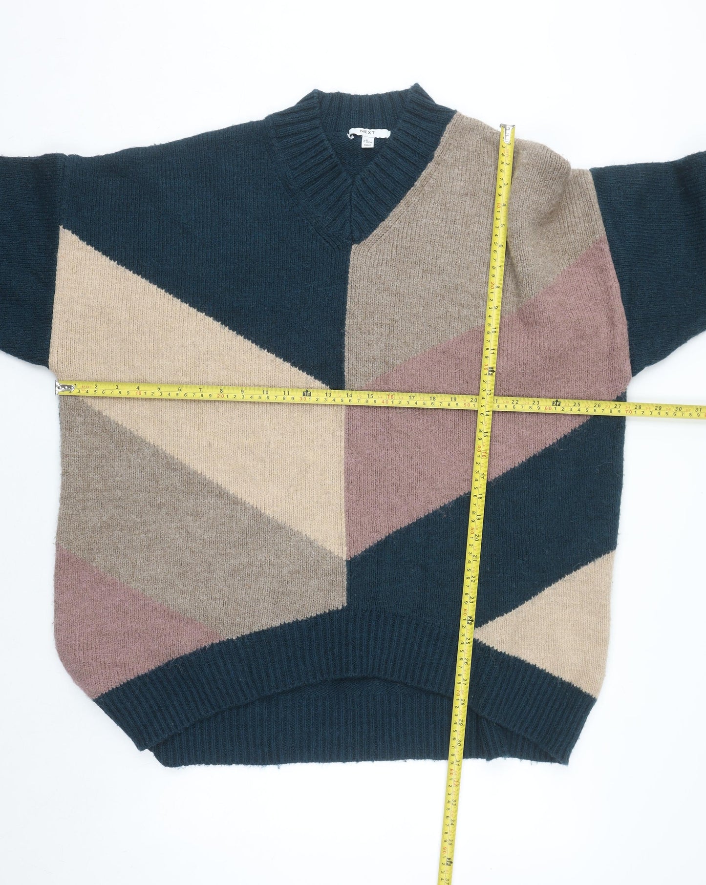 Next Men's Multicoloured XL Chunky Knit V-Neck Jumper