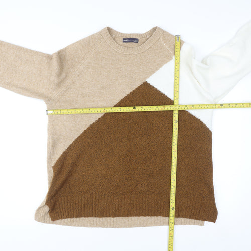Marks and Spencer Womens Beige Colour Block Knit Jumper Size L