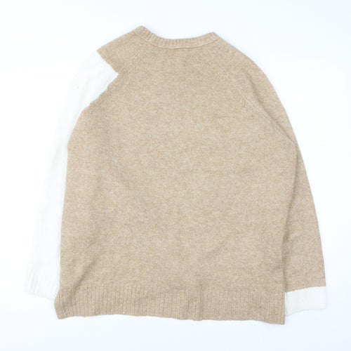 Marks and Spencer Womens Beige Colour Block Knit Jumper Size L
