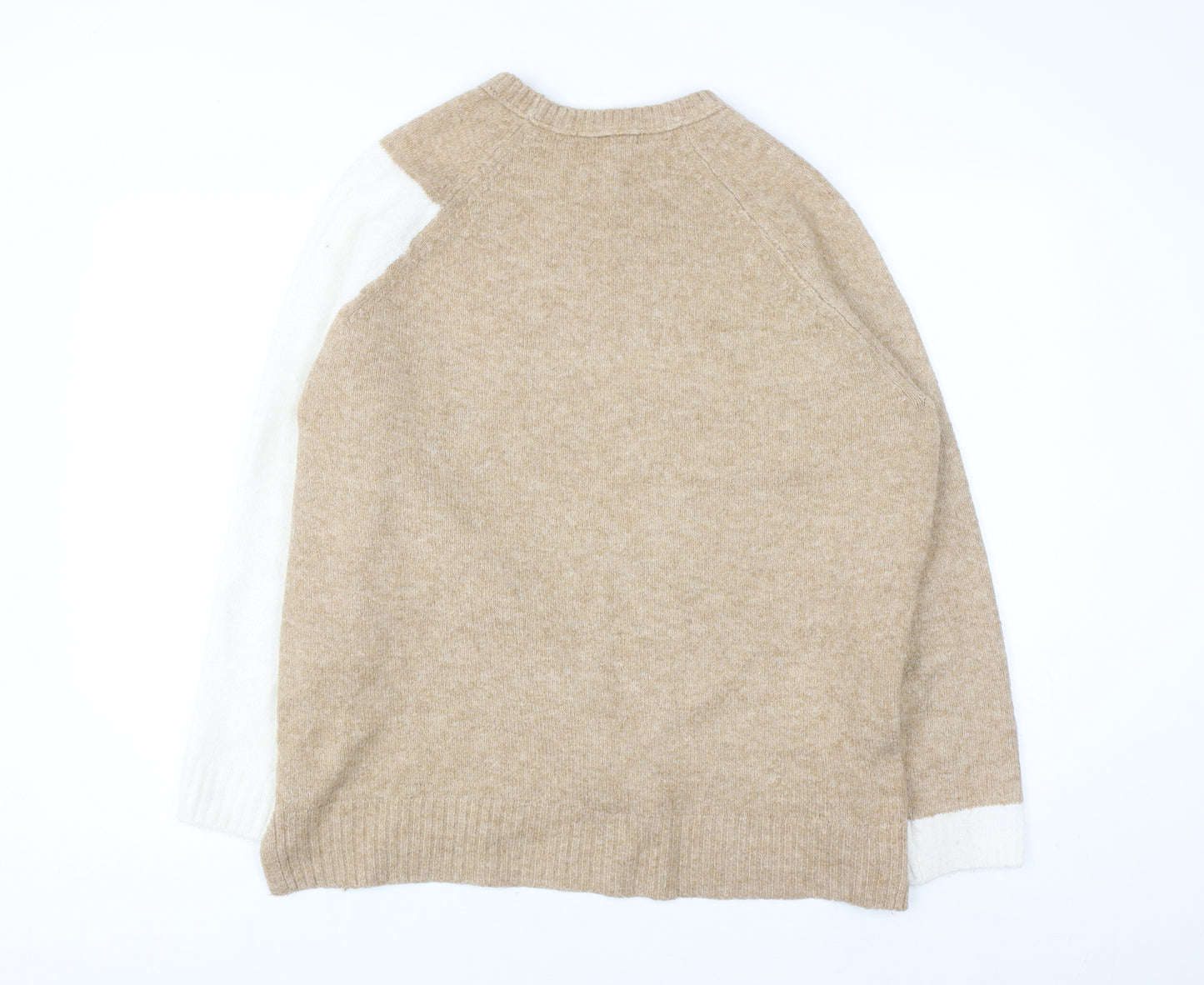 Marks and Spencer Womens Beige Colour Block Knit Jumper Size L