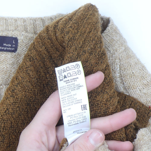 Marks and Spencer Womens Beige Colour Block Knit Jumper Size L