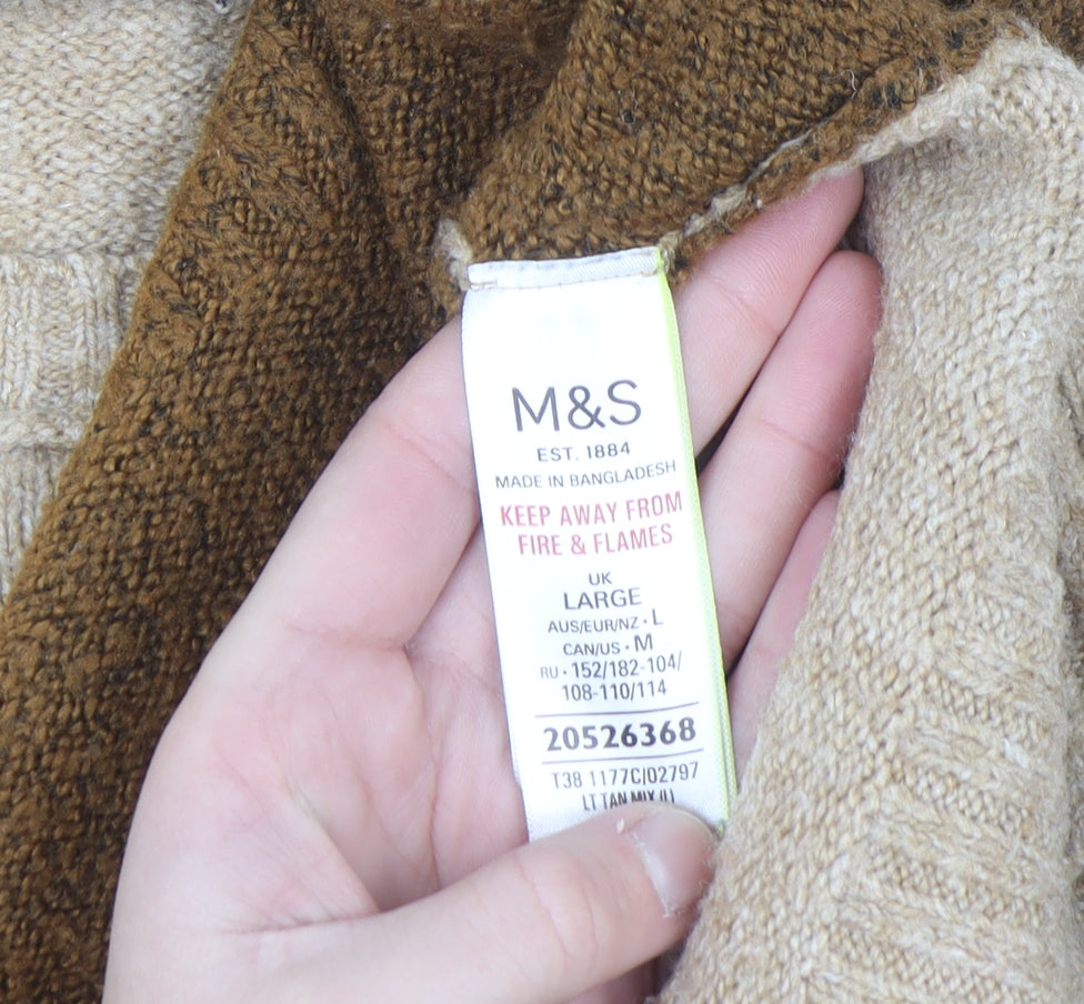 Marks and Spencer Womens Beige Colour Block Knit Jumper Size L