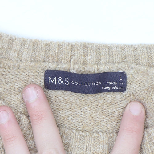 Marks and Spencer Womens Beige Colour Block Knit Jumper Size L