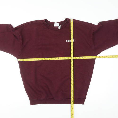 Adidas Womens Burgundy Crew Neck Pullover Sweatshirt UK 8
