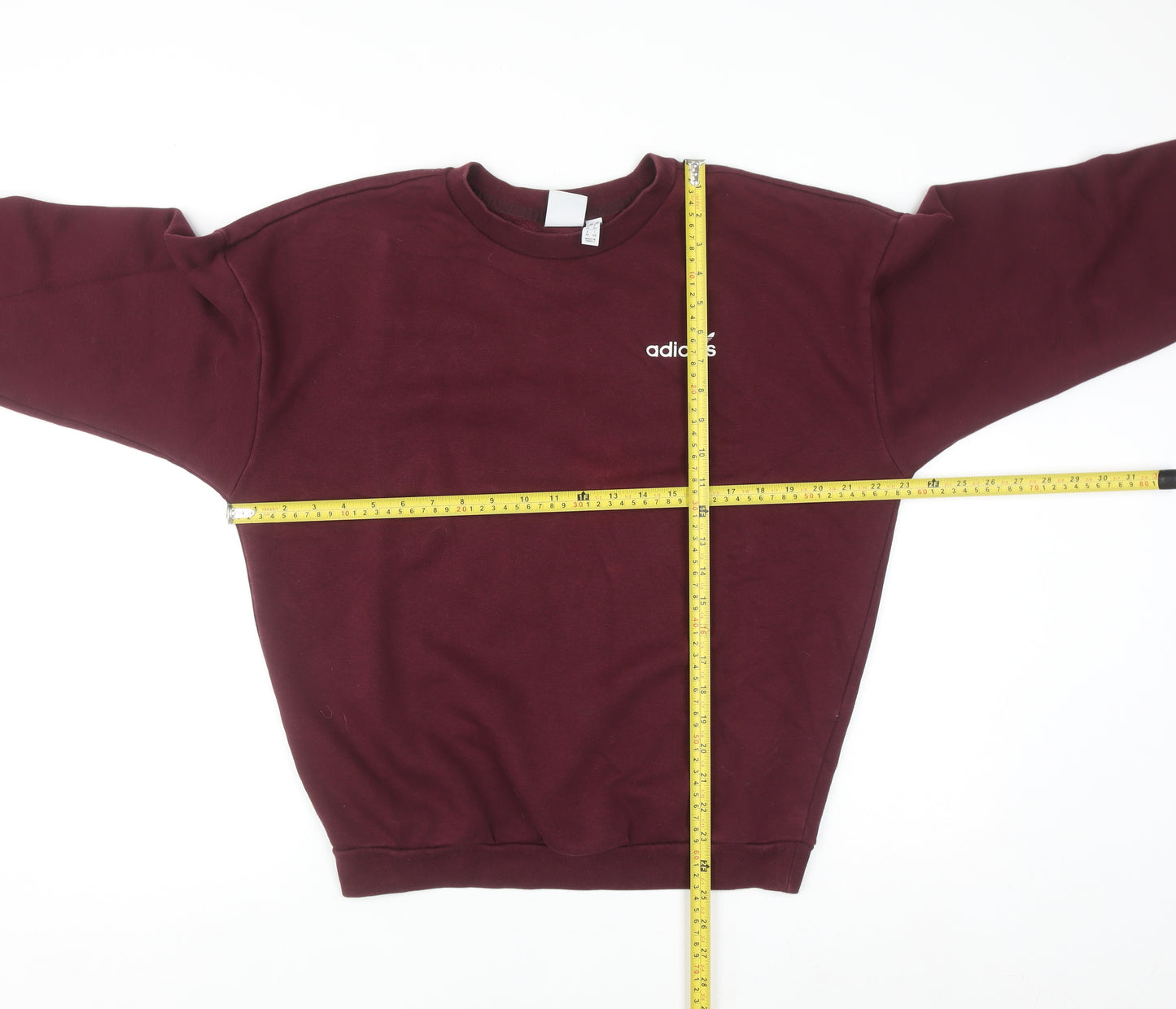 Adidas Womens Burgundy Crew Neck Pullover Sweatshirt UK 8