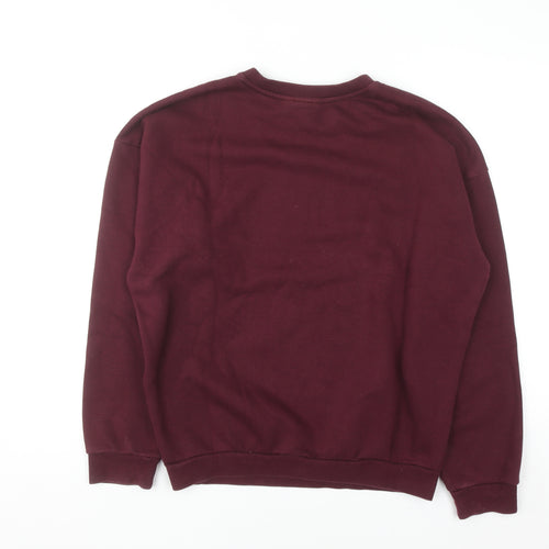 Adidas Womens Burgundy Crew Neck Pullover Sweatshirt UK 8