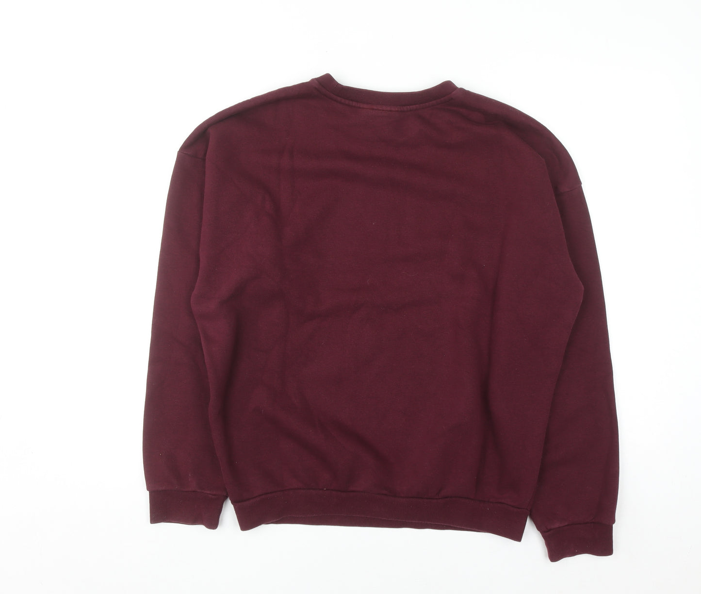 Adidas Womens Burgundy Crew Neck Pullover Sweatshirt UK 8