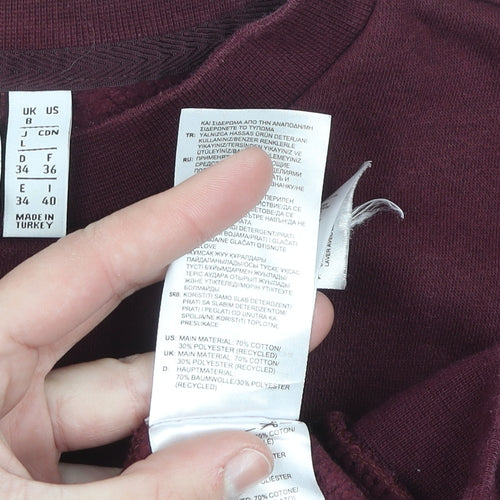 Adidas Womens Burgundy Crew Neck Pullover Sweatshirt UK 8