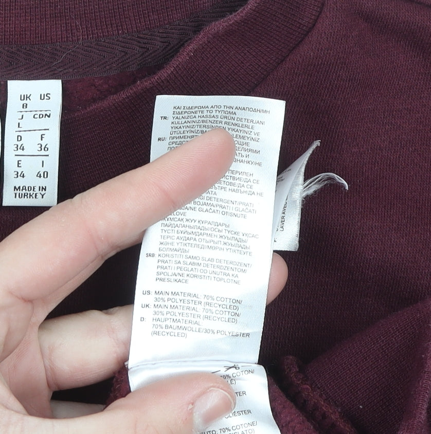 Adidas Womens Burgundy Crew Neck Pullover Sweatshirt UK 8