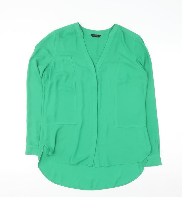Marks and Spencer Women’s Green V-Neck Long Sleeve Blouse UK 8