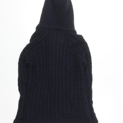 Zara Knit Women's Navy Hooded Cable-Knit Cardigan Size S Toggle Wool Blend