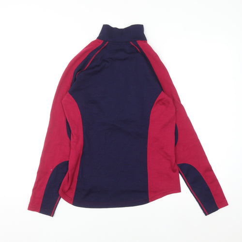 Mountain Warehouse Womens Blue Red Merino Wool 1/2 Zip Pullover UK 12