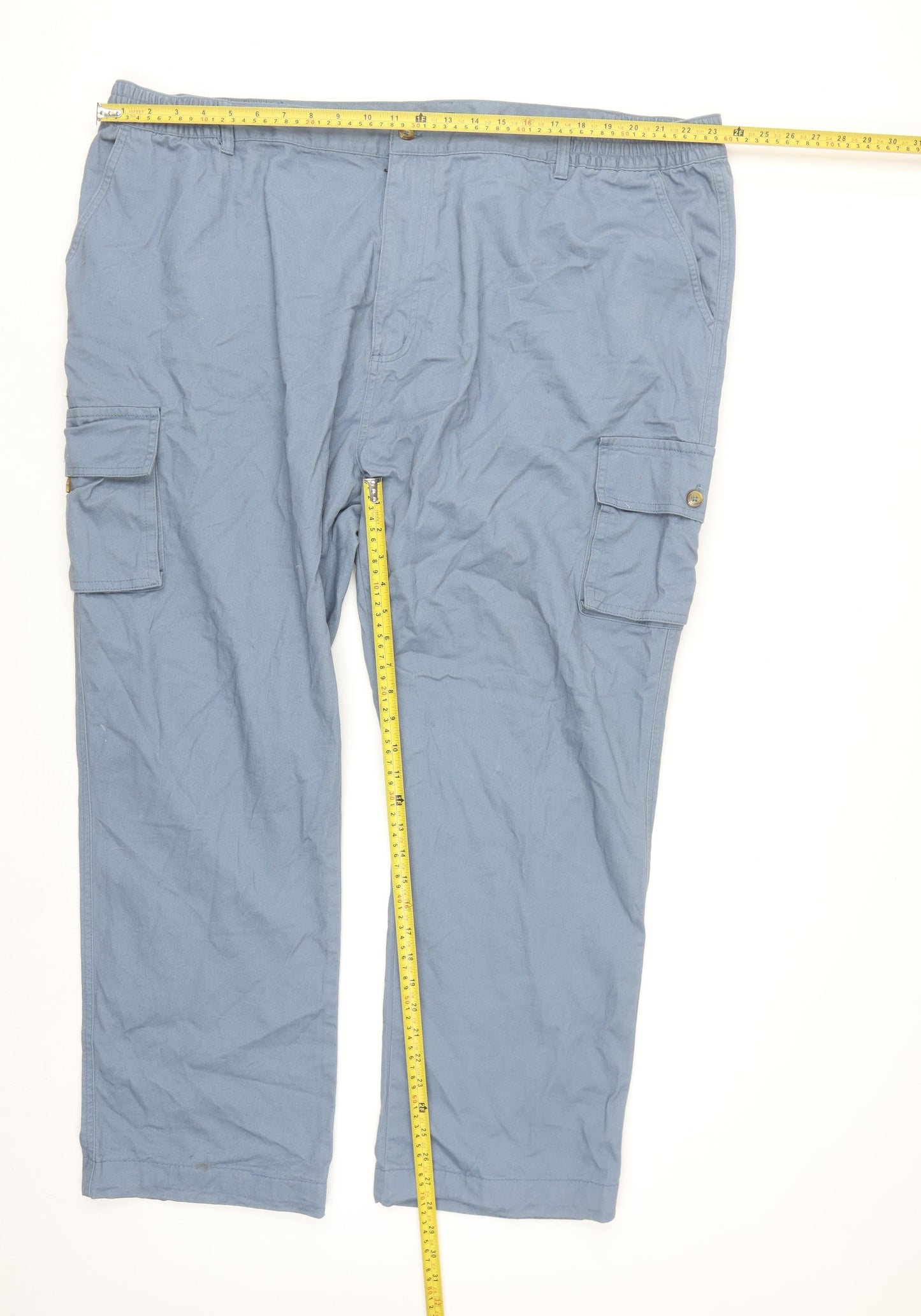 Cotton Traders Men’s Dusky Blue Cargo Trousers Size XL 48in Relaxed Fit