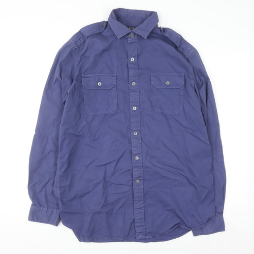 Ralph Lauren Men's Blue Twill Long Sleeve Button-Up Shirt Size L