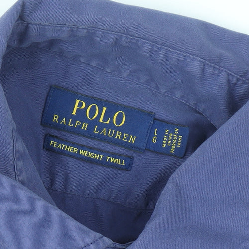 Ralph Lauren Men's Blue Twill Long Sleeve Button-Up Shirt Size L