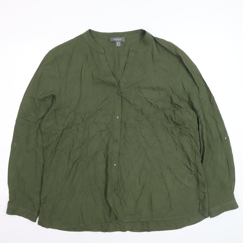 Primark Women's Green Viscose Button-Up Shirt Size 20