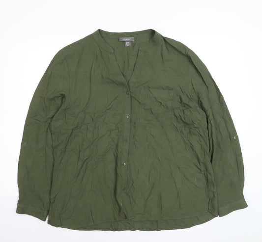 Primark Women's Green Viscose Button-Up Shirt Size 20